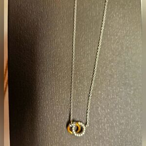 Stella And Dot Interlocking Rings Silver and Gold-tone Necklace